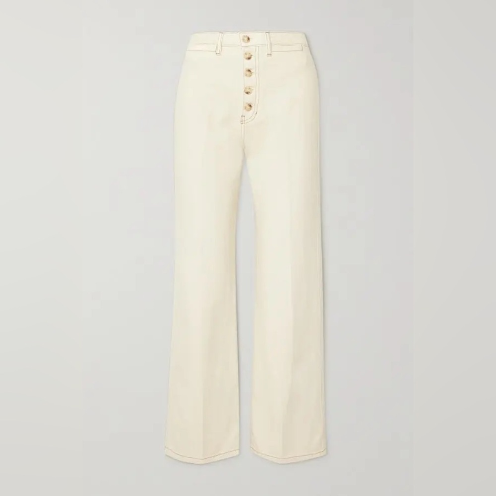 Reformation Off-White Lexi Button Rise Denim Jeans 25